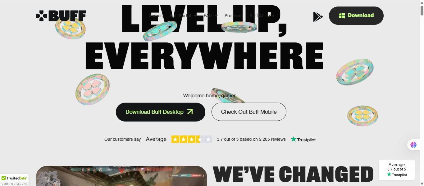 Homepage of official website of Buff Screenshot of Homepage of official website of Buff